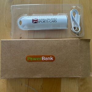 “Long Island Sports Cars” White Power Bank portable Charger with keychain